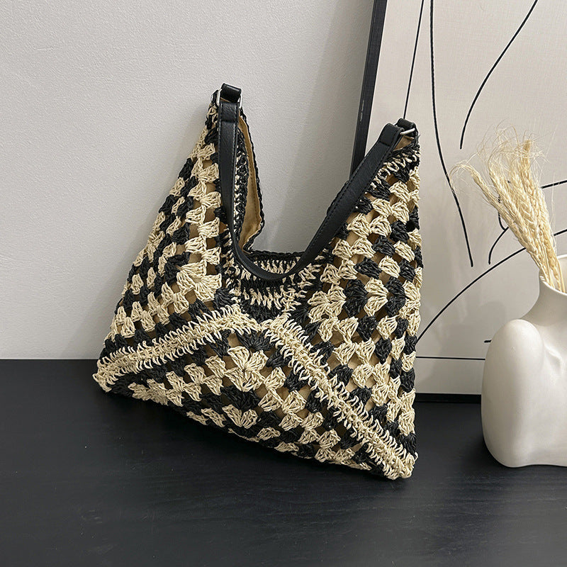 TOTE BAG NOIR ET BLANC TISSAGE