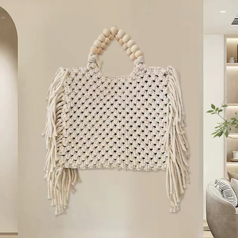 WHITE FRINGED HOOK BAG