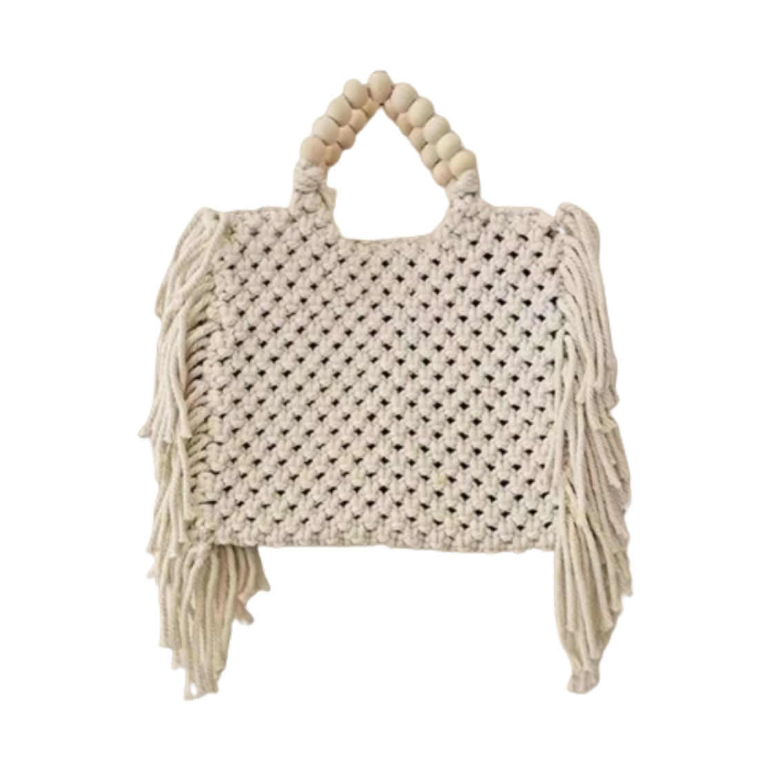 WHITE FRINGED HOOK BAG